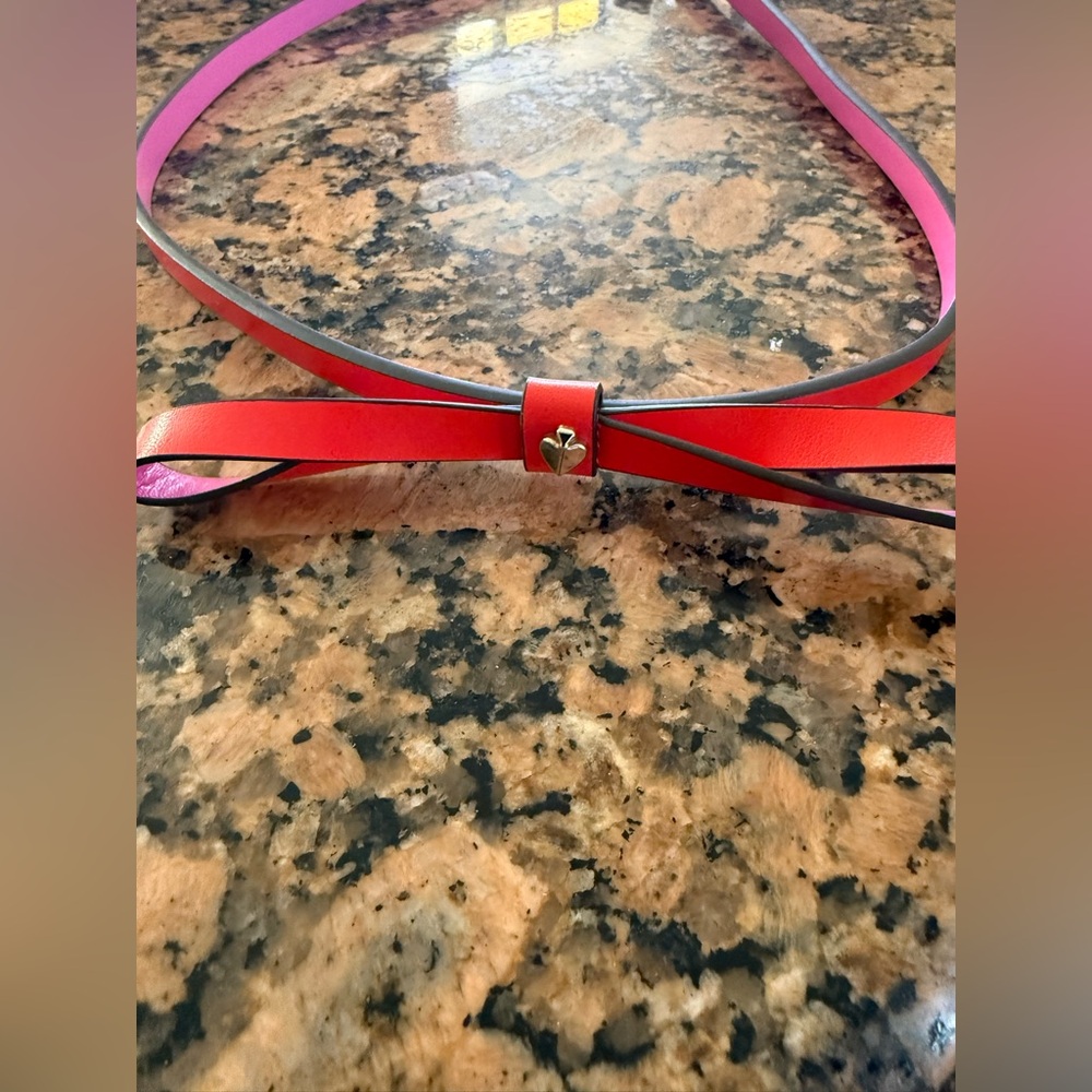kate spade Red and Pink colorblock Bow Belt